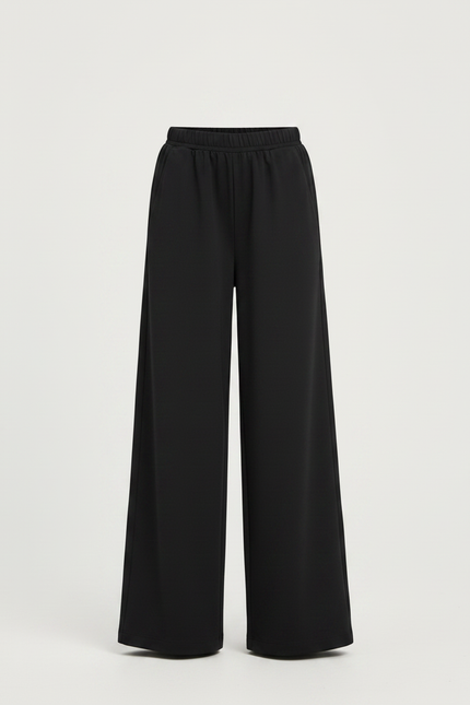 Pantalon Fluide Noir Ample Casual Élastique Confortable - Polyester - vue 3