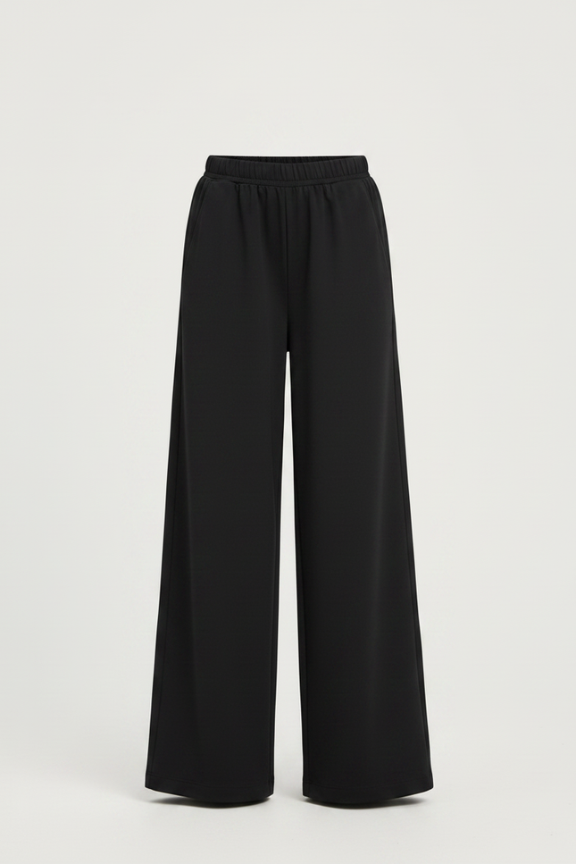 Pantalon Fluide Noir Ample Casual Élastique Confortable - Polyester - vue 3
