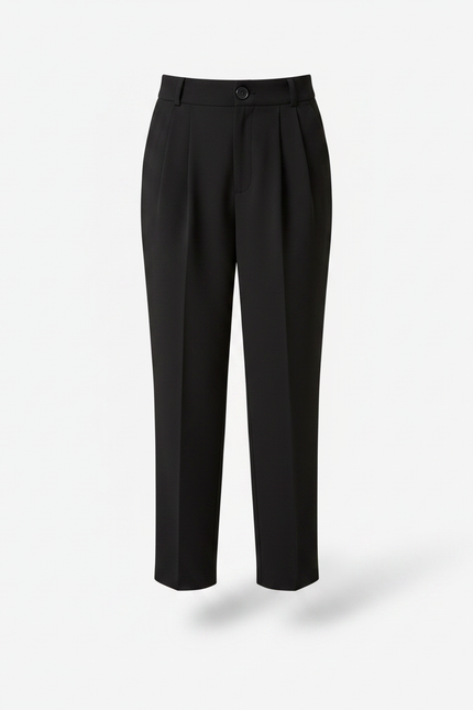 Pantalon Fluide Noir Plissé Taille Haute Fille - Polyester - vue 3