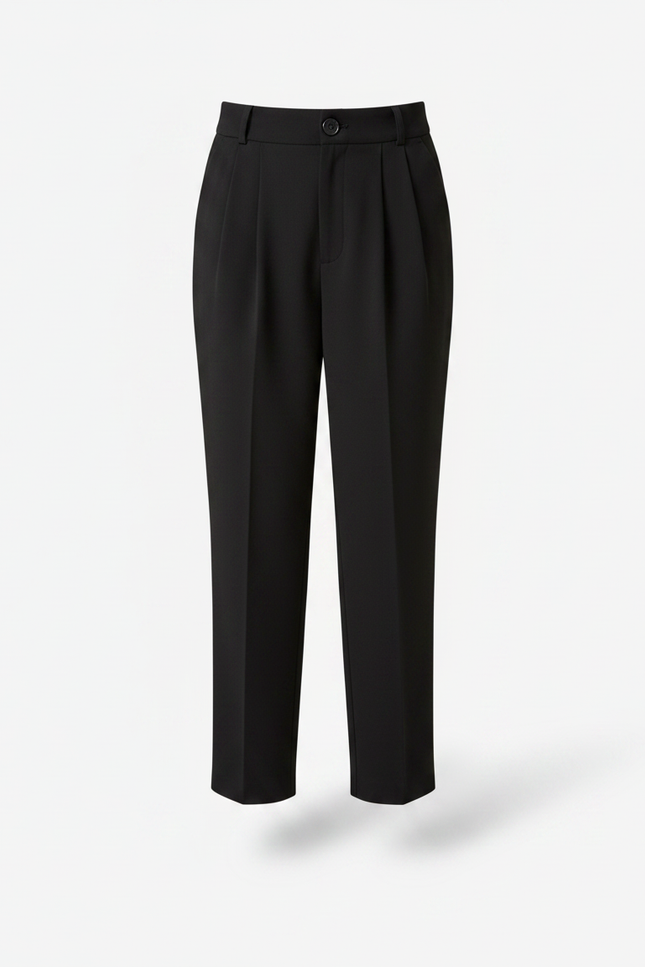 Pantalon Fluide Noir Plissé Taille Haute Fille - Polyester - vue 3