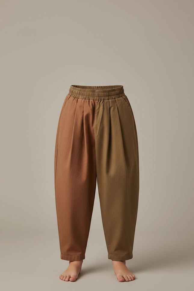 Pantalon Fluide Bicolore Ample Coton Enfant - Multicolore - vue 3