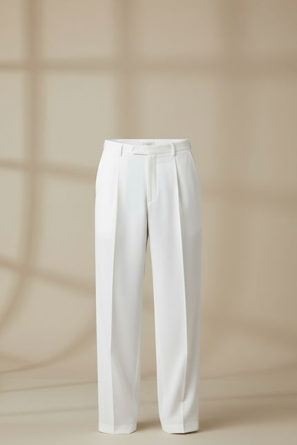 Pantalon Fluide À Pinces - Blanc Gabardine - vue 3