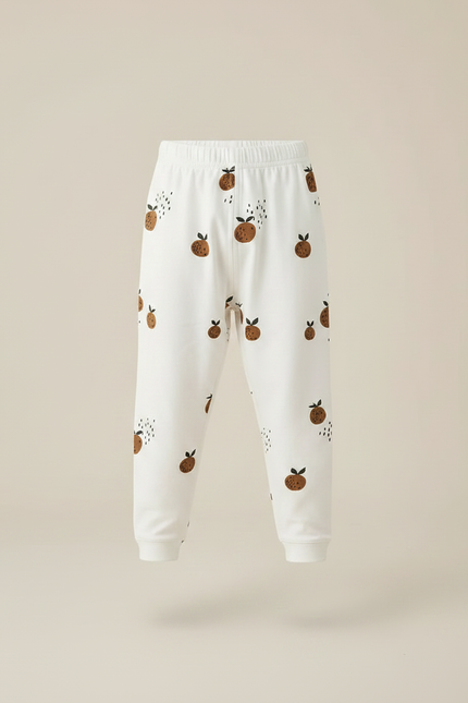 Pantalon Fluide Blanc Imprimé Fruits Coton Enfant - Molleton - vue 3