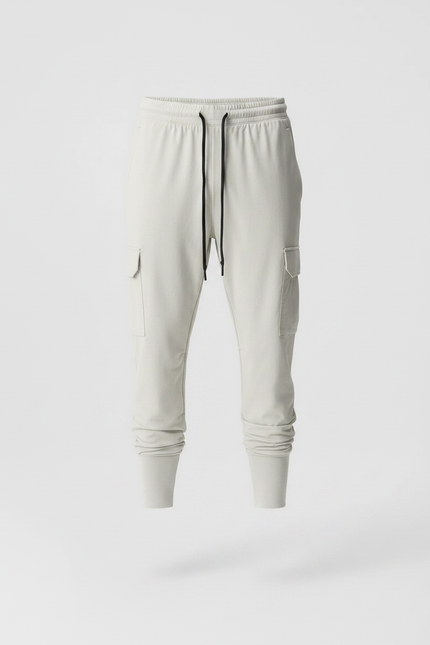 Pantalon Fluide Resserré En Bas - Beige Polyester - vue 3