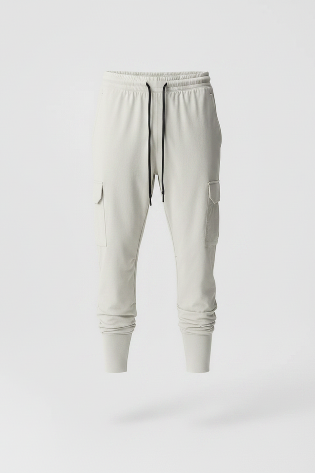 Pantalon Fluide Resserré En Bas - Beige Polyester - vue 3