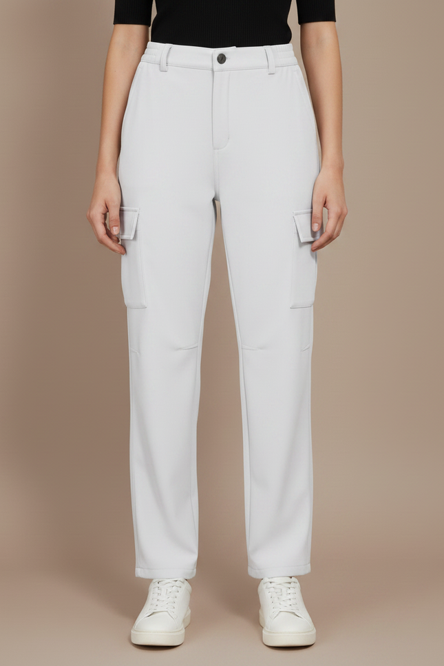 Pantalon Fluide Cargo Gris Clair Décontracté Femme - Polyester - vue 3