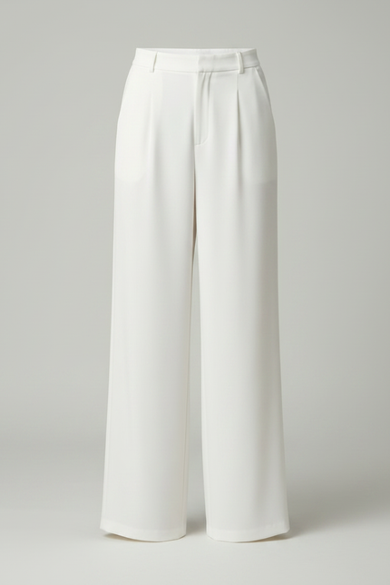 Pantalon Fluide Femme Blanc Palazzo Viscose - vue 3