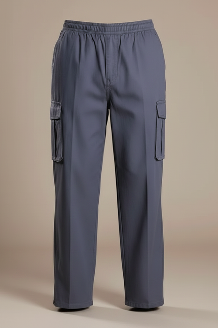 Pantalon Fluide Cargo Gris Homme Ample Décontracté - Polyester - vue 3