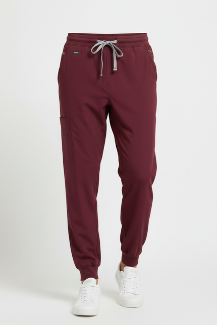 Pantalon Fluide Bordeau Jogger Cordon Confortable Sport - Bordeaux Polyester - vue 3