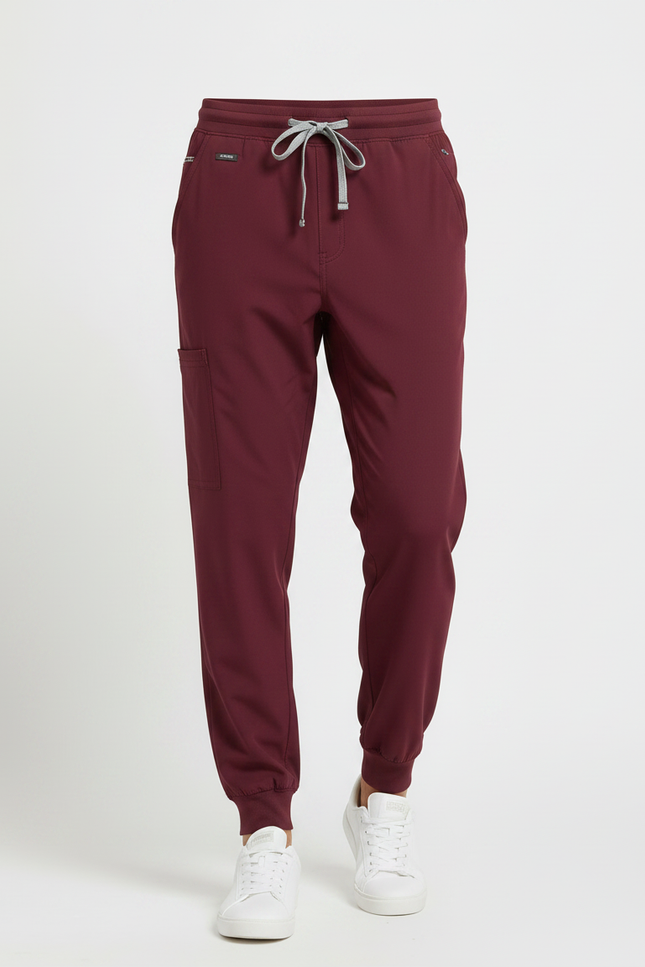 Pantalon Fluide Bordeau Jogger Cordon Confortable Sport - Bordeaux Polyester - vue 3