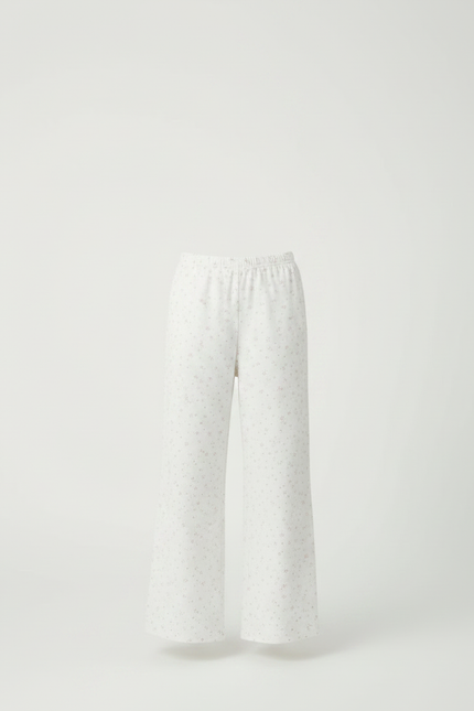 Pantalon Fluide Blanc Imprimé Ample Confortable Enfant - Molleton - vue 3