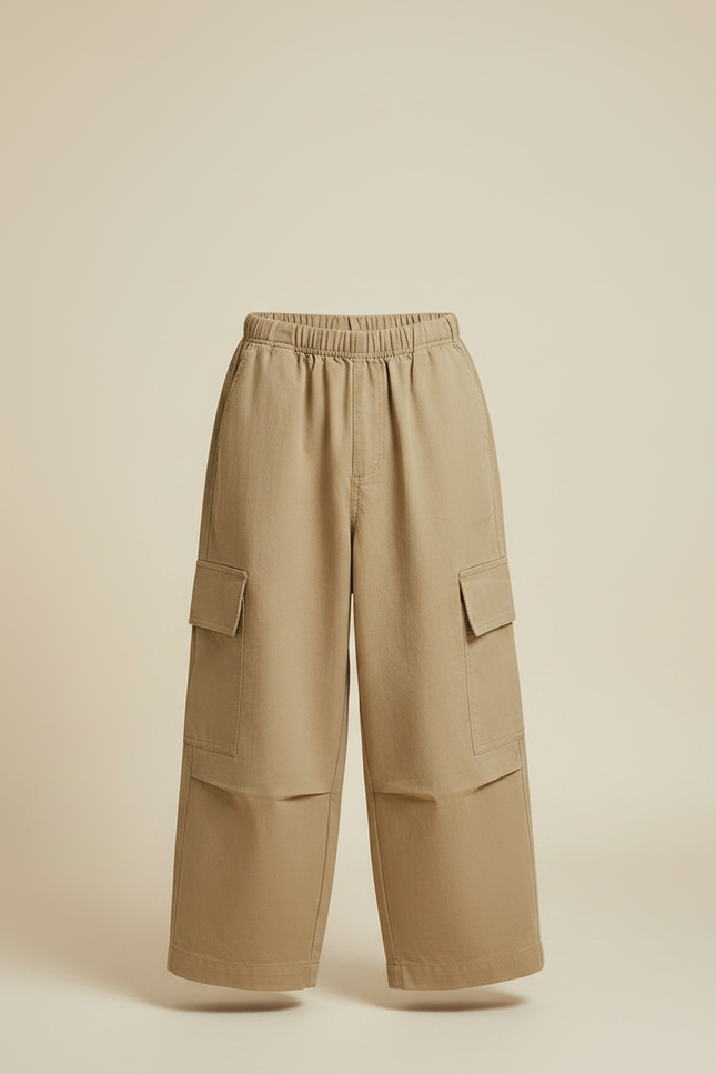 Pantalon Fluide Kaki Ample Cargo Garçon - Toile - vue 3