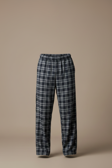 Pantalon Fluide Carreaux Bleu Marine Ample Décontracté Homme - Coton - vue 3