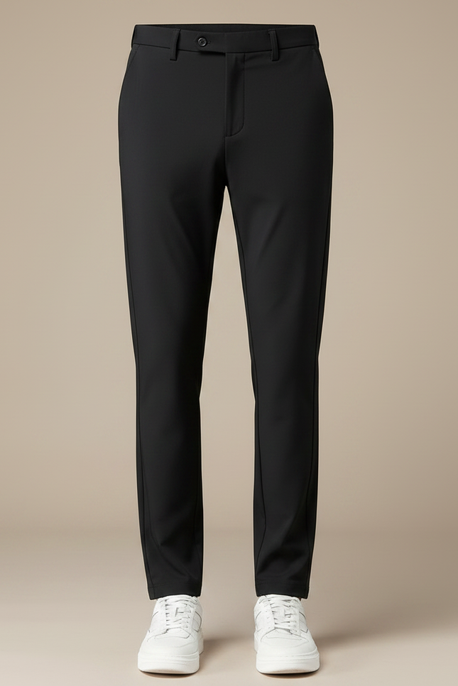 Pantalon Fluide Homme Noir Élégant Décontracté Slim Respirant - Polyester - vue 3