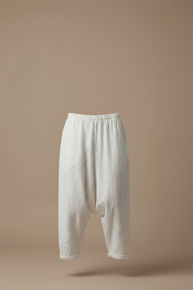Pantalon Fluide Lin Ample Décontracté Homme Clair - Blanc - vue 3