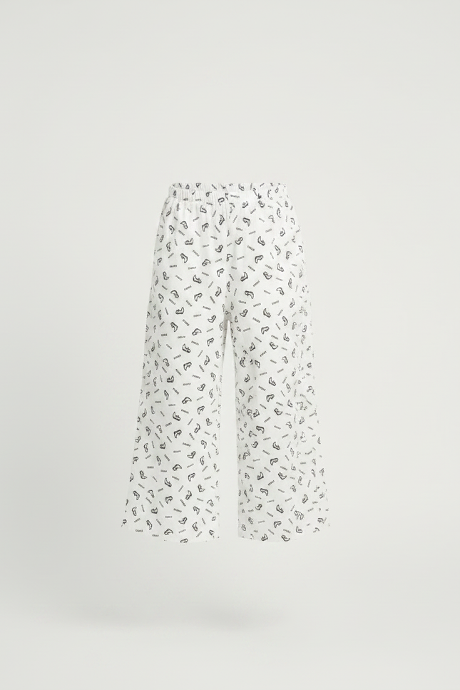 Pantalon Fluide Blanc Imprimé Ample Décontracté Enfant - Viscose - vue 3