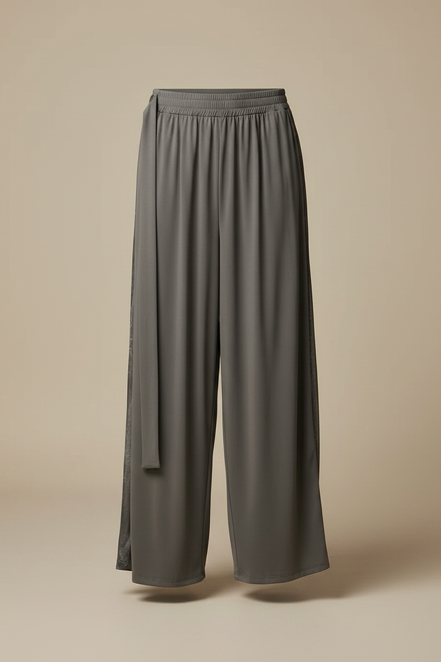 Pantalon Fluide Gris Ample Maille Ceinture Homme - vue 3