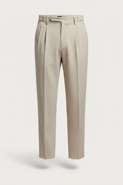 Pantalon Fluide Beige Plissé Ample Homme Élégant - Gabardine - vue 3
