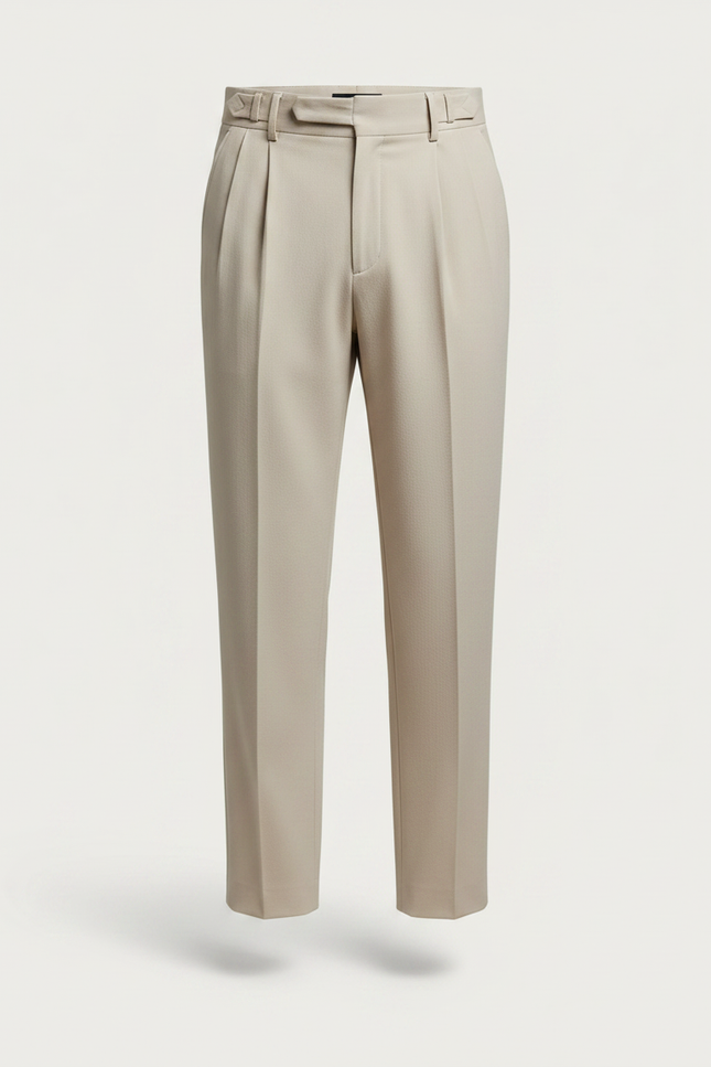 Pantalon Fluide Beige Plissé Ample Homme Élégant - Gabardine - vue 3
