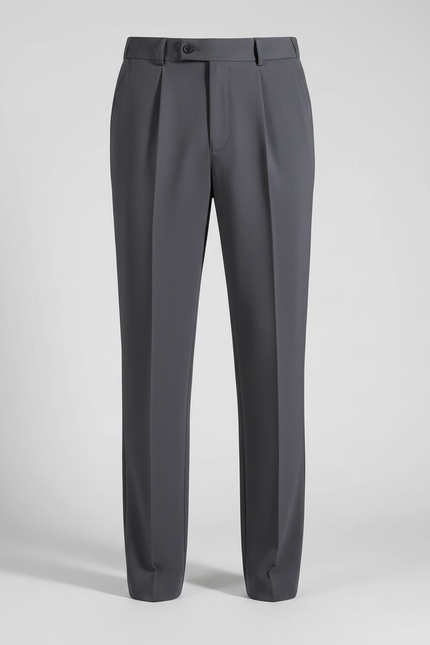 Pantalon Fluide Gris Droit Plissé Élégant Homme - Polyester - vue 3