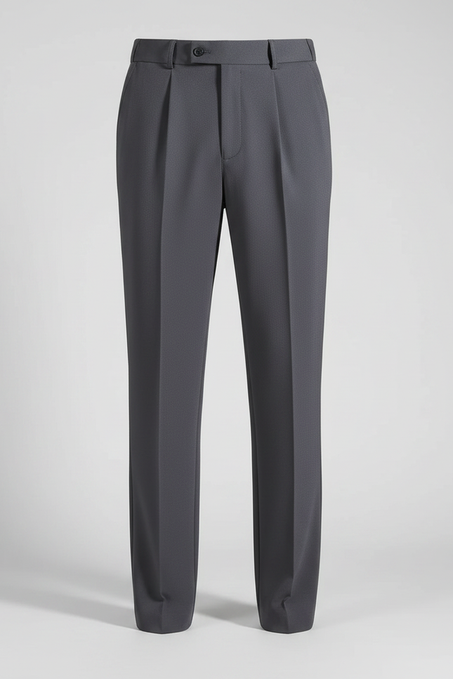 Pantalon Fluide Gris Droit Plissé Élégant Homme - Polyester - vue 3