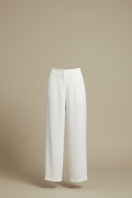 Pantalon Fluide Blanc Ample Taille Haute Plissé Chic - Viscose - vue 3