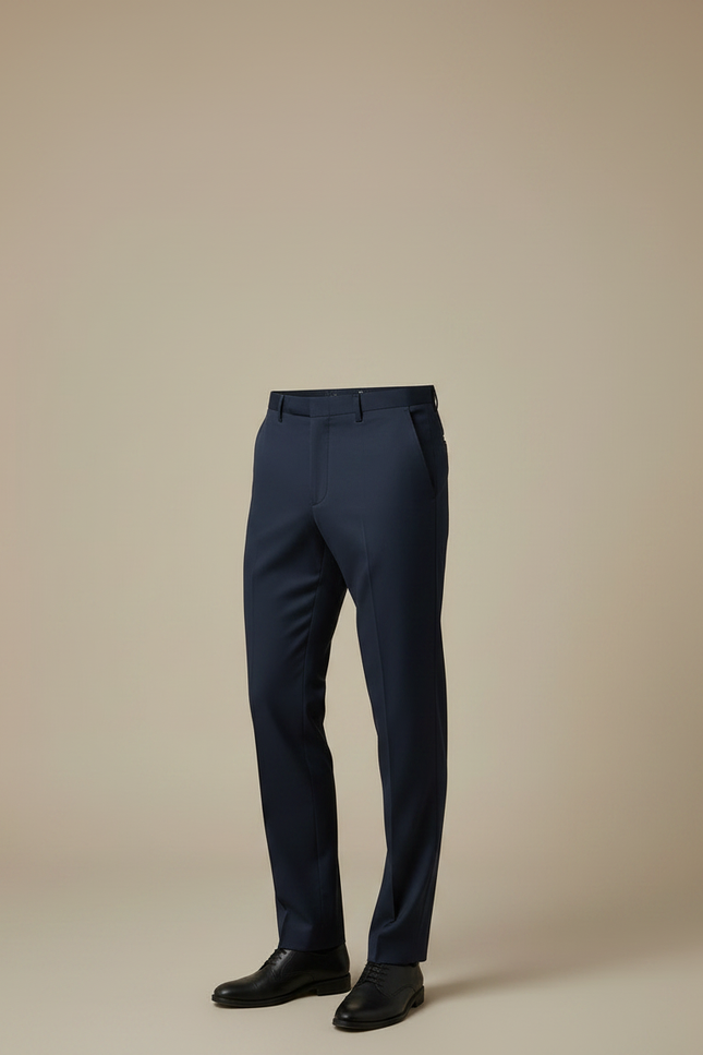 Pantalon Fluide Homme Bleu Marine Élégant Coupe Droite Extensible - Polyester - vue 3