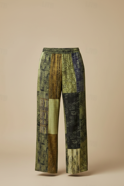 Pantalon Fluide Patchwork - Multicolore Viscose - vue 3
