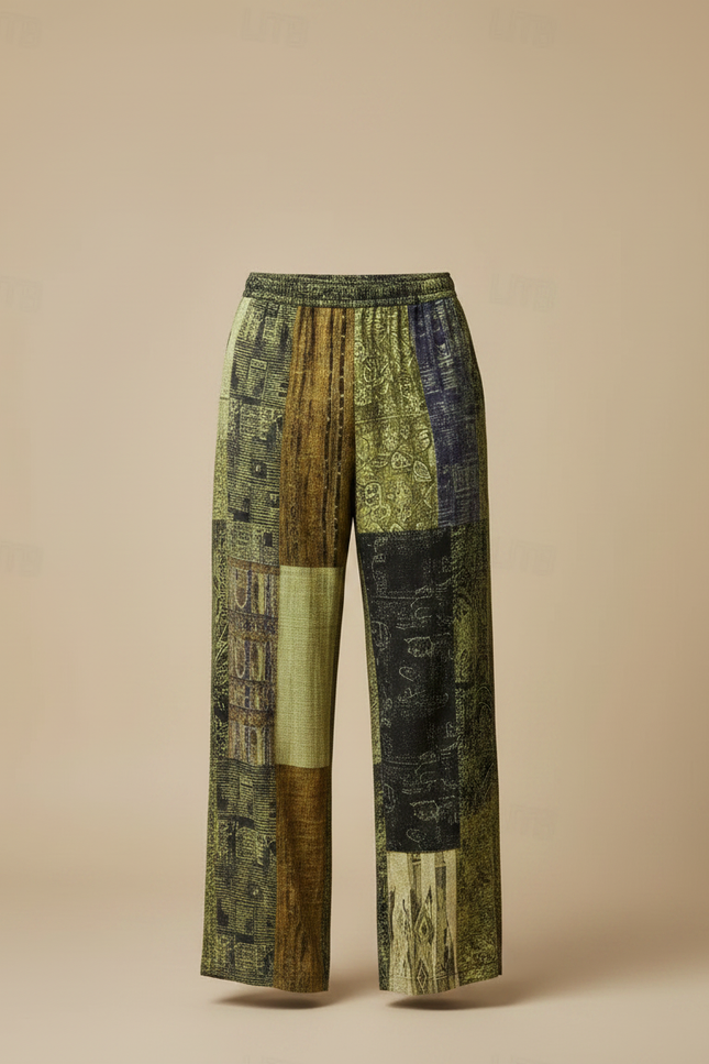 Pantalon Fluide Patchwork - Multicolore Viscose - vue 3