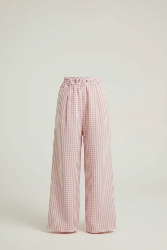 Pantalon Fluide Rose Carreaux Ample Confortable Fille - Coton - vue 3