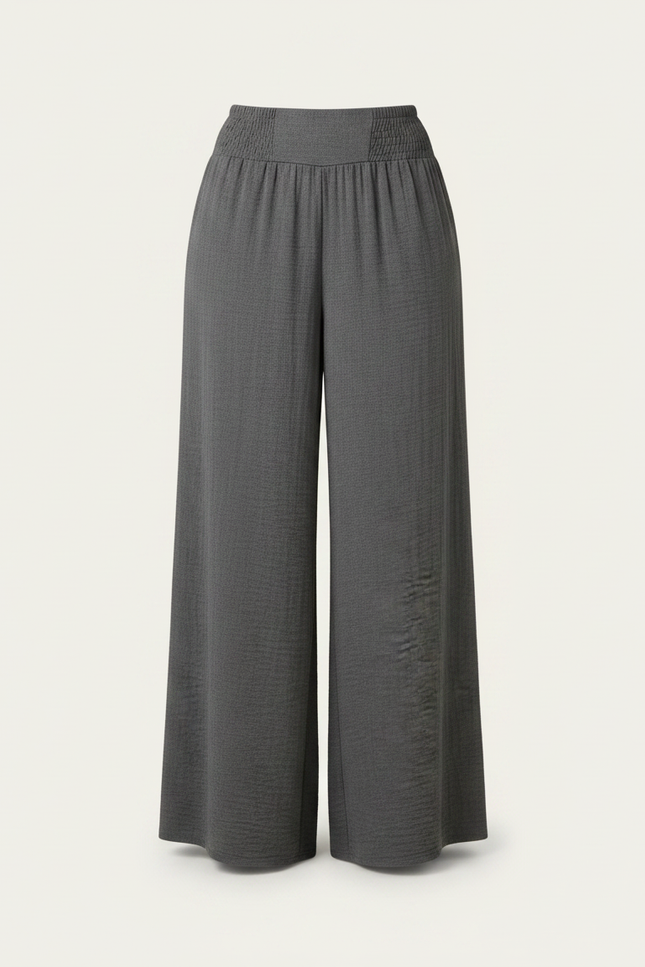 Pantalon Fluide Gris Ample Confortable Taille Haute - Viscose - vue 3