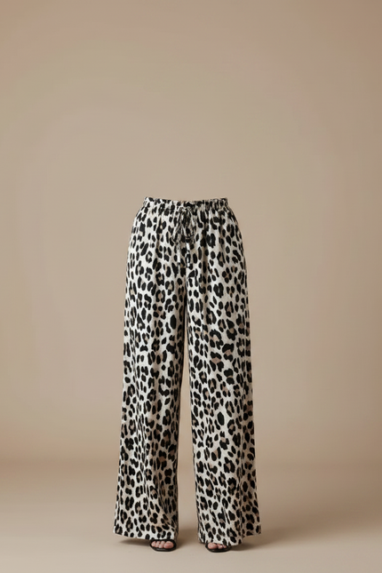 Pantalon Fluide Léopard Taille Haute Ample Imprimé Animal - Viscose - vue 3