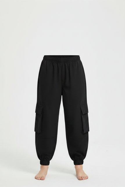 Pantalon Fluide Noir Cargo Ample Garçon Coton - vue 3