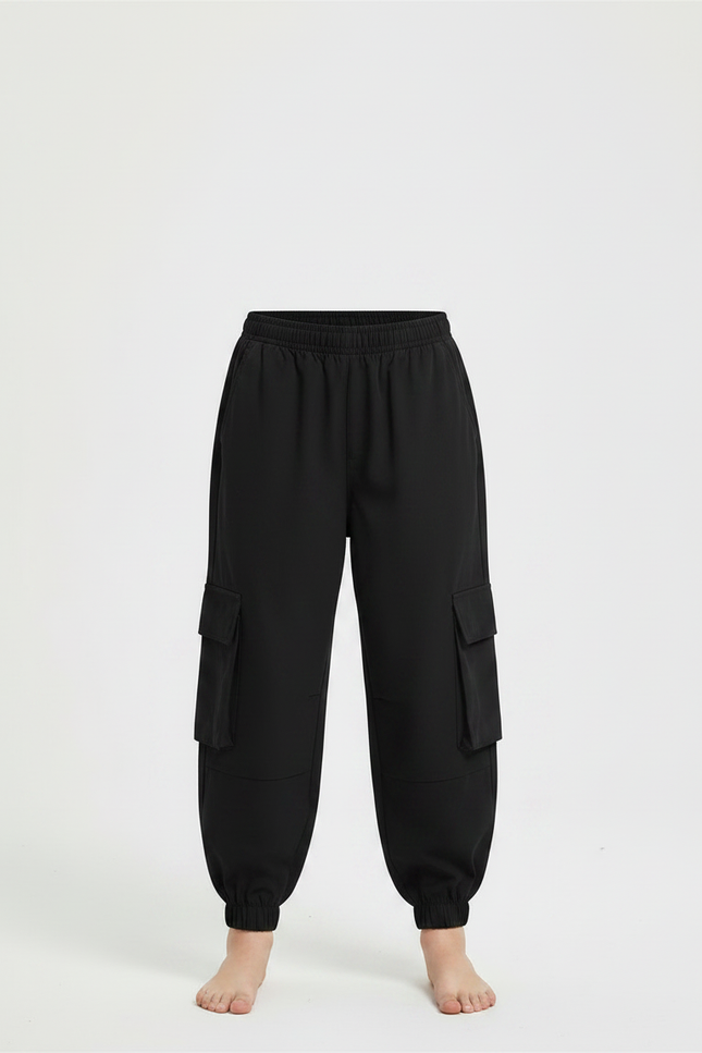 Pantalon Fluide Noir Cargo Ample Garçon Coton - vue 3
