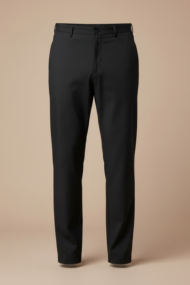 Pantalon Fluide Noir Droit Homme Élégant Stretch - Polyester - vue 3