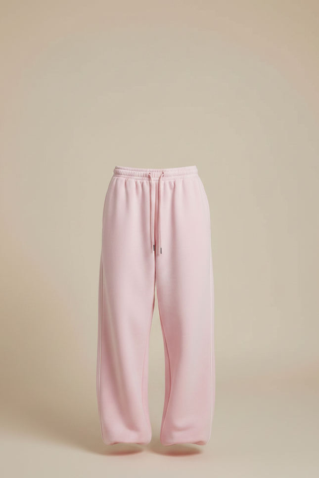 Pantalon Fluide Rose Ample Décontracté Cordon Streetwear - Molleton - vue 3