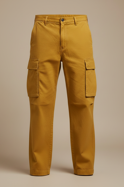 Pantalon Fluide Cargo Jaune Ample Décontracté Homme - Toile - vue 3
