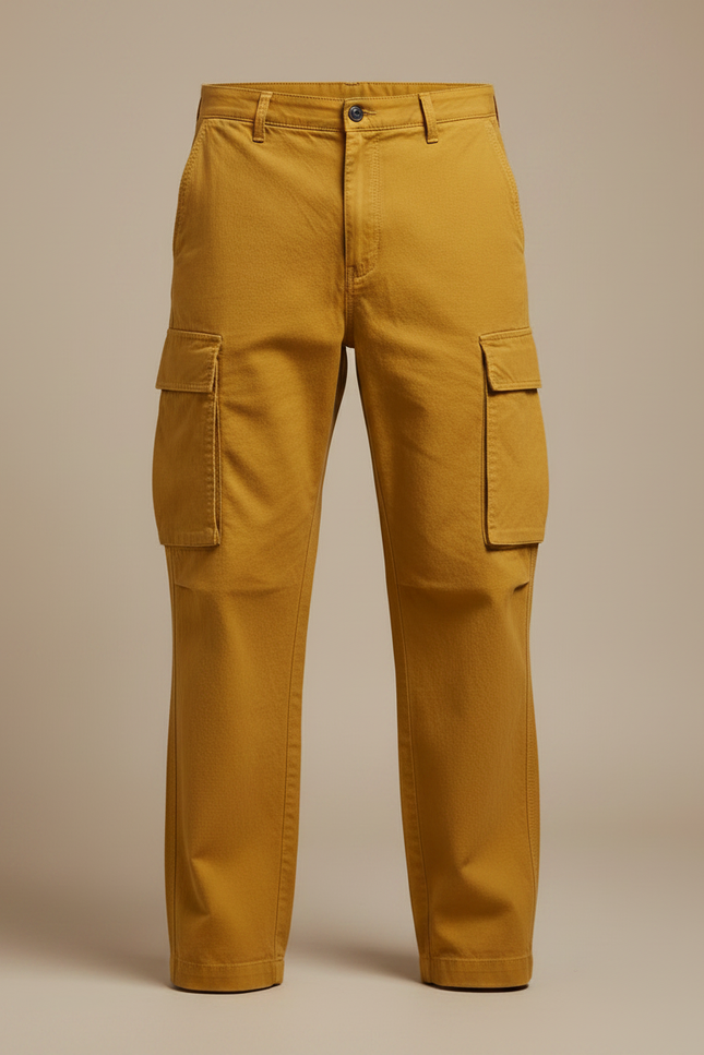 Pantalon Fluide Cargo Jaune Ample Décontracté Homme - Toile - vue 3