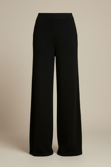 Pantalon Fluide Noir Ample Maille Élégant Femme - vue 3