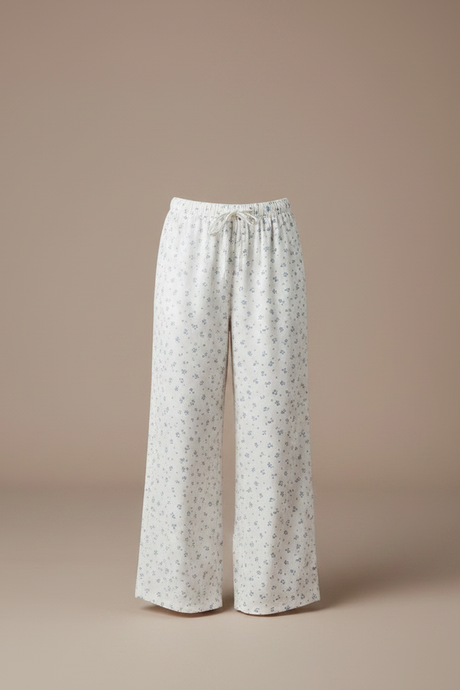 Pantalon Fluide Blanc Imprimé Floral Ample Coton Enfant - vue 3