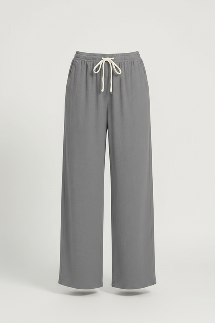 Pantalon Fluide Gaze De Coton - Gris - vue 3