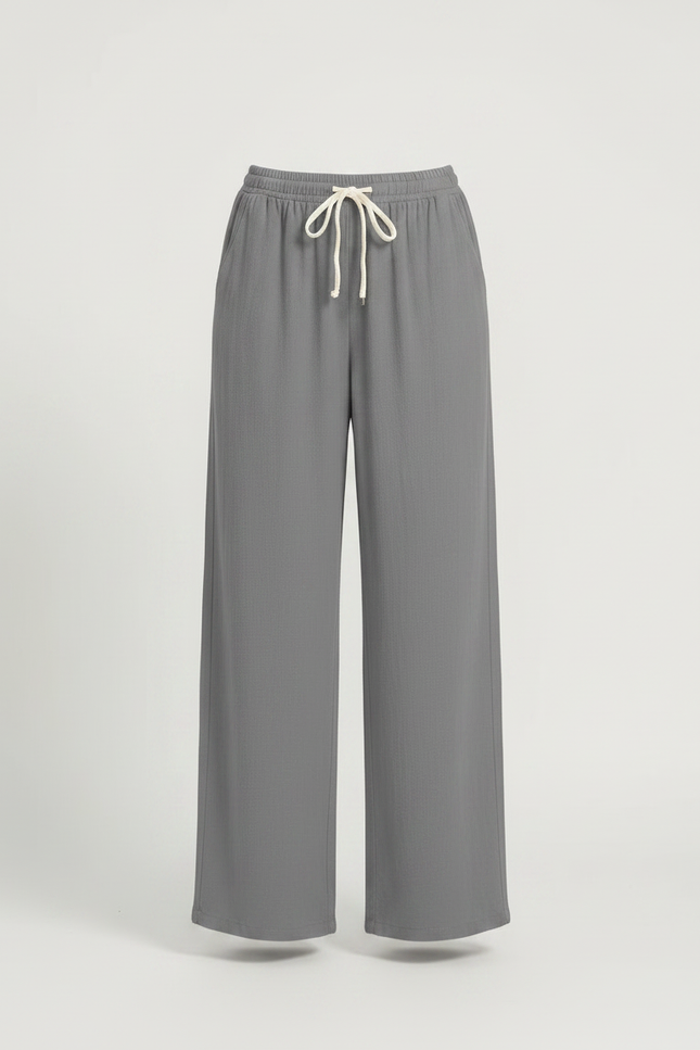 Pantalon Fluide Gaze De Coton - Gris - vue 3