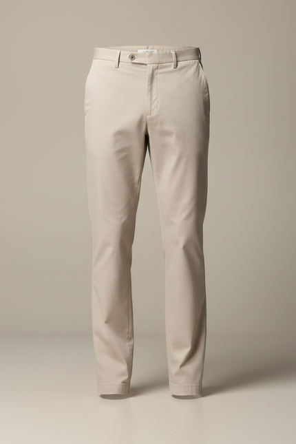 Pantalon Fluide Beige Coton Droit Décontracté Homme - vue 3