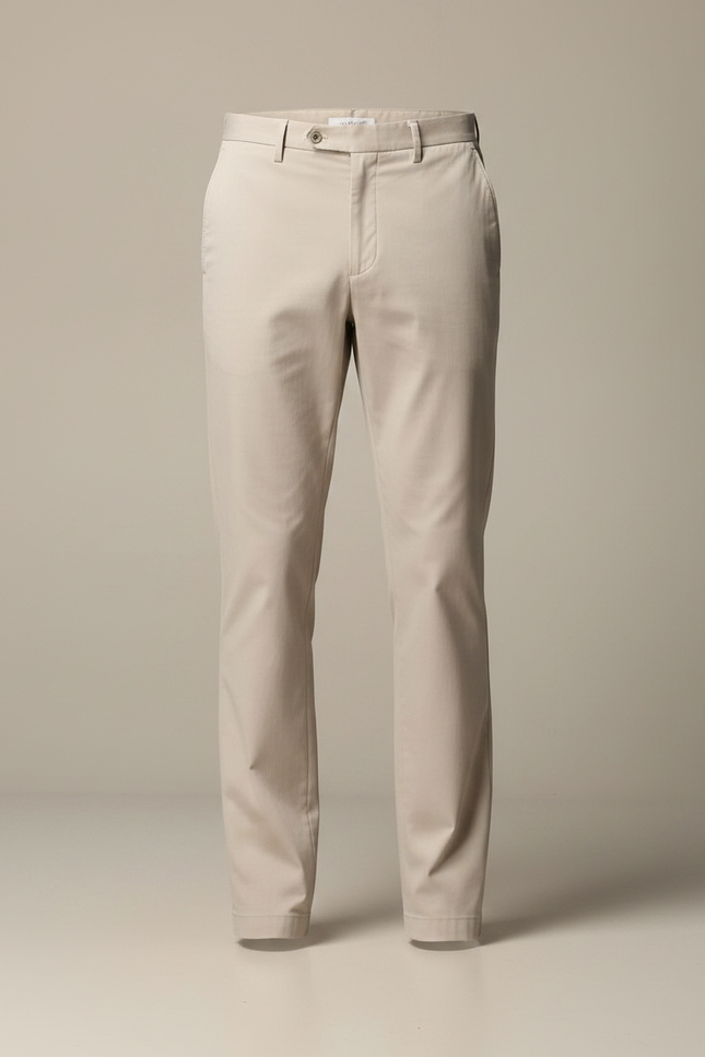 Pantalon Fluide Beige Coton Droit Décontracté Homme - vue 3