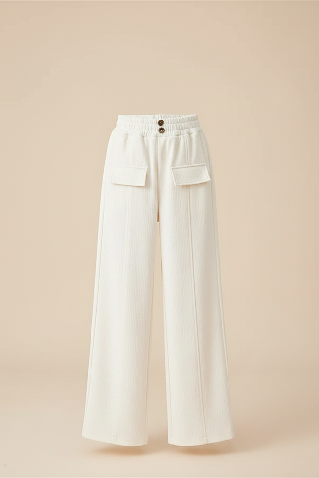 Pantalon Fluide Blanc Ample Décontracté Enfant - Maille - vue 3