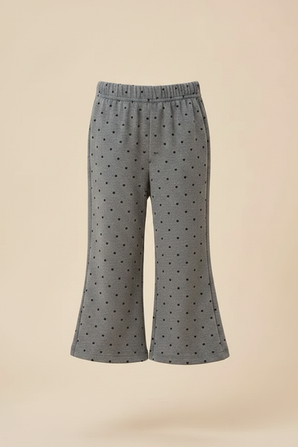 Pantalon Fluide Gris Cœurs Évasé Confortable Fille - Molleton - vue 3