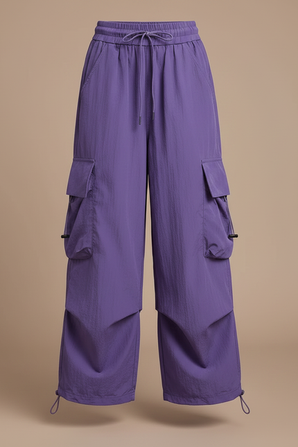 Pantalon Fluide Violet Cargo Ample Décontracté Fille - Polyester - vue 3