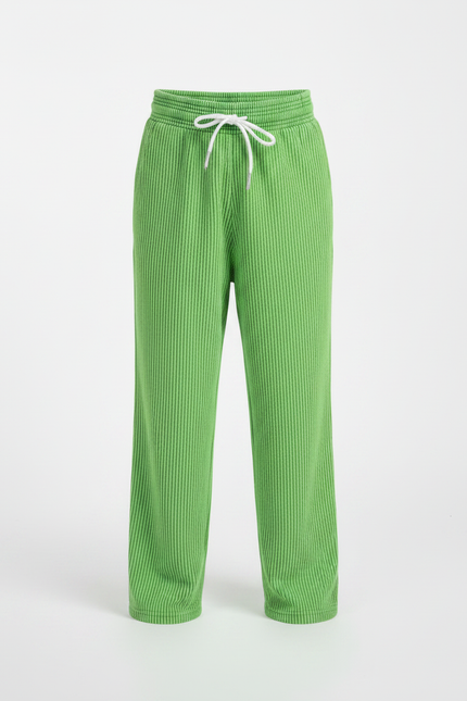 Pantalon Fluide Garçon Vert Coupe Ample - Cordé - vue 3