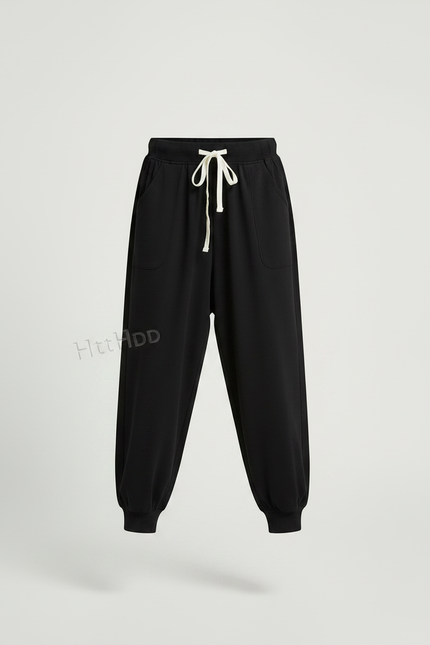 Pantalon Fluide Noir Ample Cordon Jogger Enfant - Viscose - vue 3