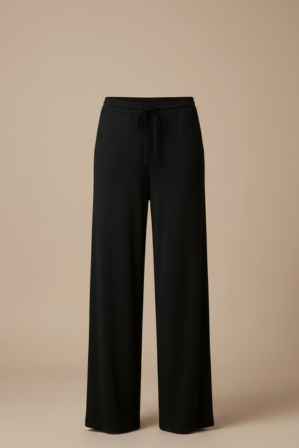 Pantalon Fluide Taille Haute Noeud - Noir Viscose - vue 3